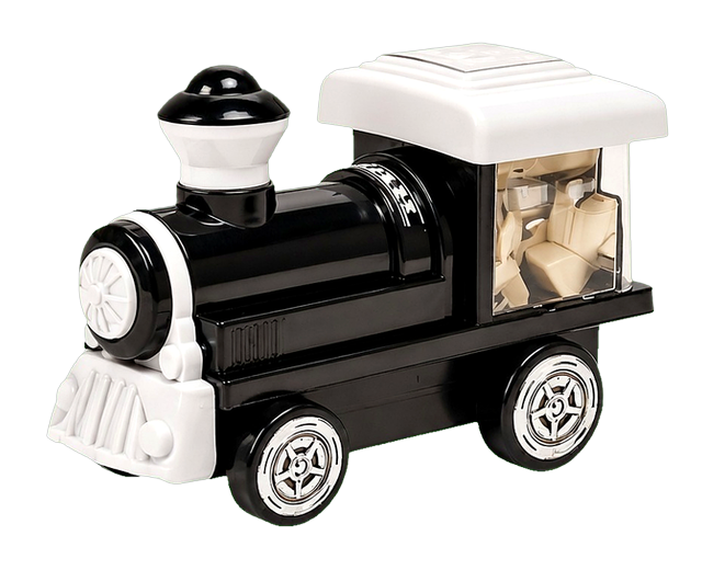 Black and white toy train